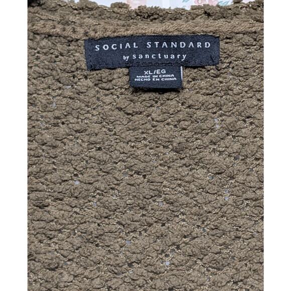 Social Standard Sanctuary Cardigan Sweater WOMENS XL Chunky Popcorn Olive Green - Picture 2 of 6